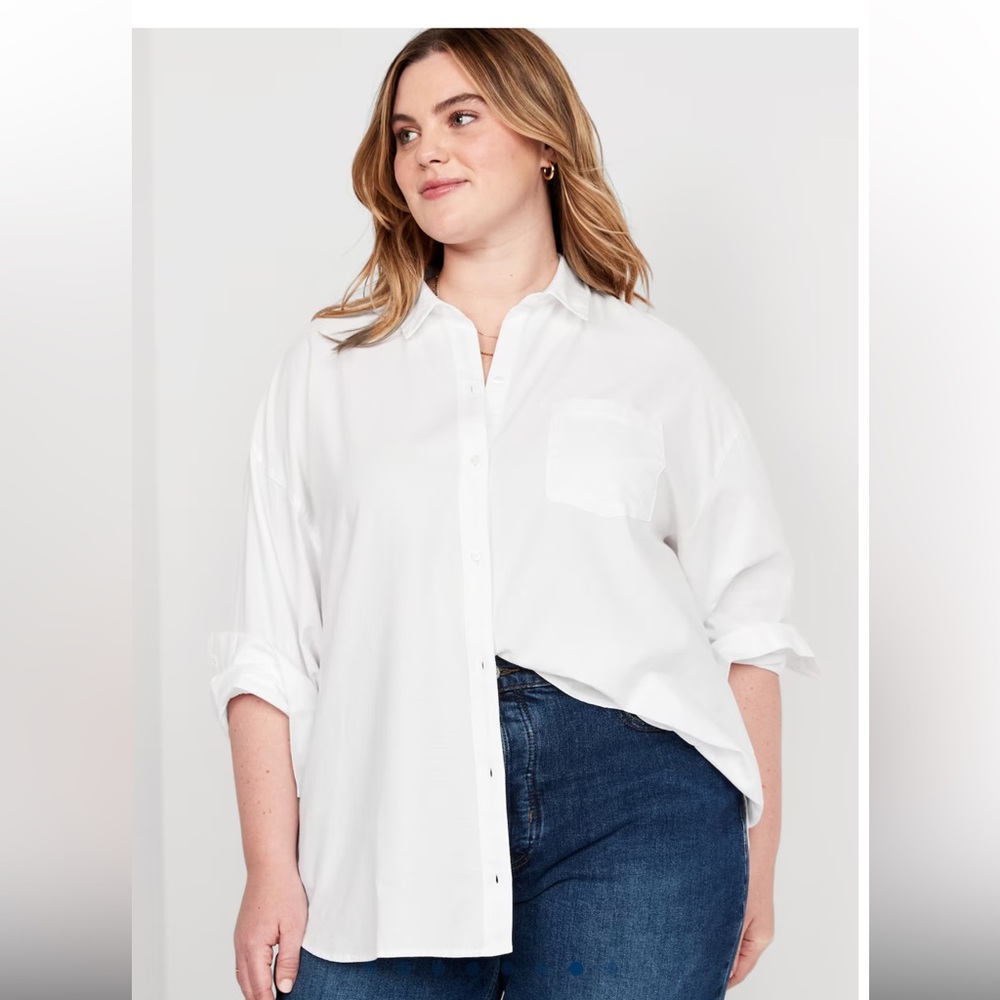 White boyfriend oversized button down 2X